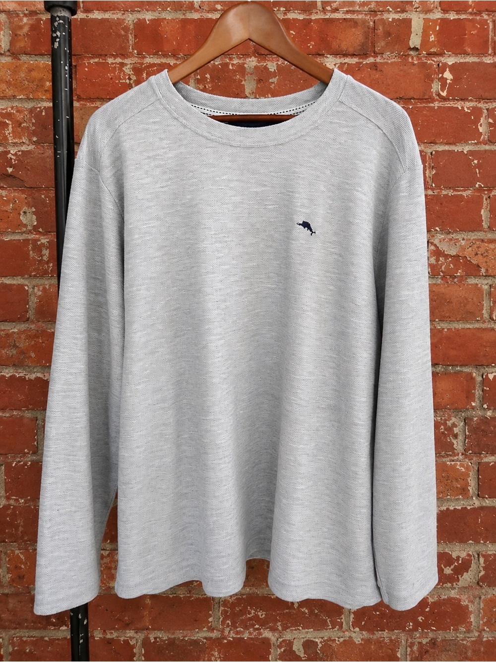 Tommy Bahama Gray Lightweight Knit Pullover Marlin Logo